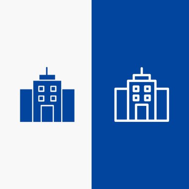 Bina, Kullanıcı, Ofis, Arayüz Hattı ve Glyph Solid simgesi Mavi