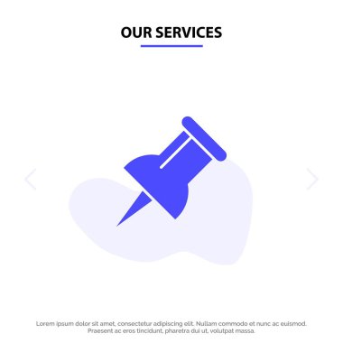 Hizmetlerimizi İşaretçi, Sabit Glyph Simgesi Web kartı Şablonu Pin