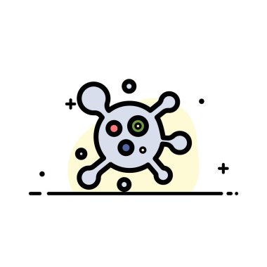 Atom, Molekül, Bilim İş Düz Çizgi Dolu Simge Vektör B