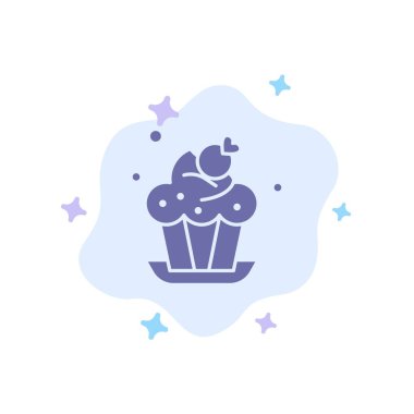 Soyut Bulut Backgroun Üzerinde Fırın, Kek, Fincan, Tatlı Mavi Simge