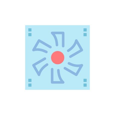 Soğutucu fan, bilgisayar, soğutucu, cihaz, fan düz renk simgesi. Vektör