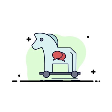 Siber suç, at, internet, Trojan, virüs düz renk simgesi vecto