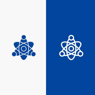 Atom, Educate, Education Line and Glyph Solid icon Blue banner L