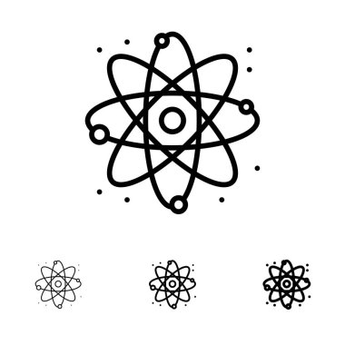 Fizik, React, Science Bold ve ince siyah çizgi simge seti