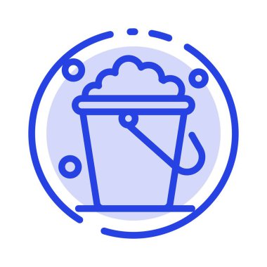 Kova, Temizlik, Zemin, Ev Mavi Noktalı Çizgi Hattı Simgesi