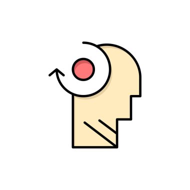 Açık, zihin, senin, kafa düz renk simgesi. Vektör simgesi afiş Tem