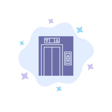 Soyut Bulut Backgro Üzerinde Asansör, İnşaat, İnşaat Mavi Simge