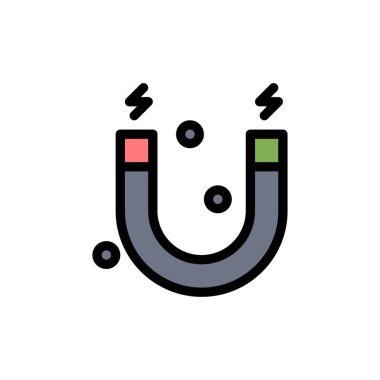 Eğitim, Mıknatıs, Bilim Düz Renk Simgesi. Vektör simgesi afiş 