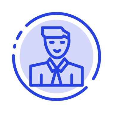 Adam, Kullanıcı, Öğrenci, Öğretmen, Avatar Mavi Noktalı Çizgi Simgesi
