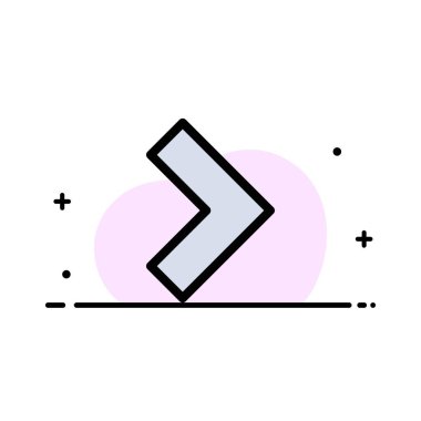 Ok, Sağ, Sonraki İş Düz Çizgi Dolgulu Simge Vektör Afiş