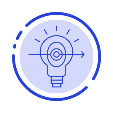 Ampul, Başarı, Odak, İş MaviSi Noktalı Çizgi Simgesi