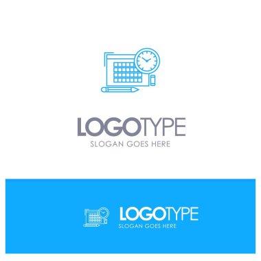 Zaman, Dosya, Kalem, Mavi Odaklanma Çizgisi Logosu