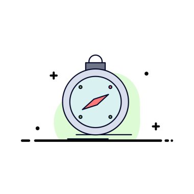 pusula, yön, navigasyon, gps, yer Düz Renk Simge Ve