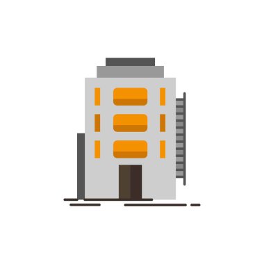 Bina, Şehir, Yurt, Pansiyon, Otel Düz Renk Simgesi. Vecto