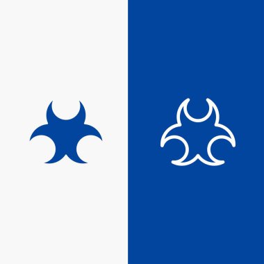 Bio, Hazard, İşaret, Bilim Hattı ve Glyph Solid simgesi Mavi afiş