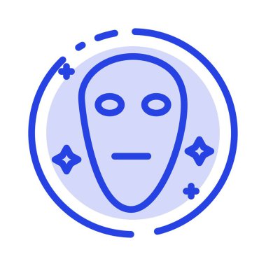 Alien, Galaxy, Space Blue Noktalı Çizgi Simgesi