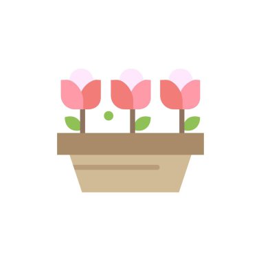 Çiçek, Büyüme, Bitki, Bahar Düz Renk Simgesi. Vektör simgesi bann