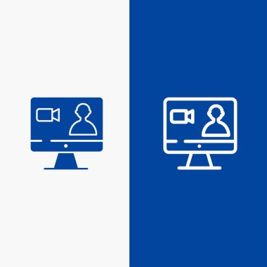 İş, Arama, İnternet, Bilgisayar Hattı ve Glyph Solid simgesi Mavi b