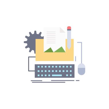 Tip Yazar, kağıt, bilgisayar, kağıt, klavye Düz Renk Simge Ve