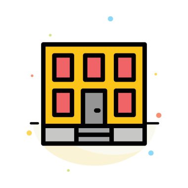 Bina, Ev, Ev, İnşaat Soyut Düz Renk Simgesi Tem