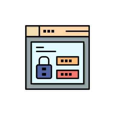 Tarayıcı, Web, Kilit, Kod Düz Renk Simgesi. Vektör simgesi afiş Te