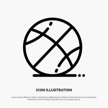 Basketbol, Top, Oyun, Eğitim Hattı Simge Vektör