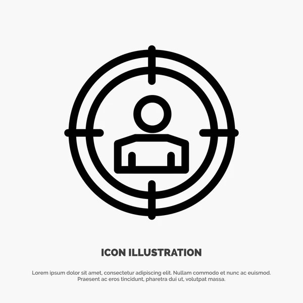 Concentration, cible, ciblage du public, vecteur d'icônes linéaires — Image vectorielle