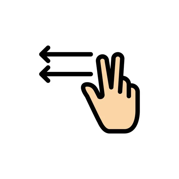 Fingers, Gesture, Lefts Flat Color Icon. Banner de ícone de vetor Tem — Vetor de Stock
