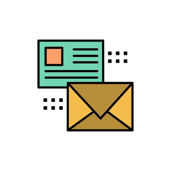 Mailing, Konversation, E-Mails, Liste, Mail-Flat-Farb-Symbol. vect — Stockvektor