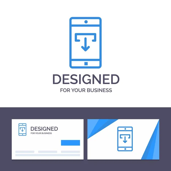Modello creativo di biglietto da visita e logo Applicazione, dati, giù — Vettoriale Stock