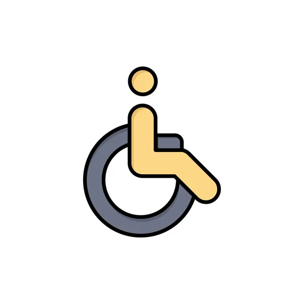 Αναπηρικό αμαξίδιο, ποδήλατο, κίνηση, περπατήστε επίπεδη χρώμα Icon. Διάνυσμα ICO — Διανυσματικό Αρχείο