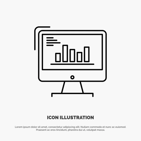 Graphique Analytique Entreprise Ordinateur Diagramme Marketing Tendances Line Icon Vector — Image vectorielle