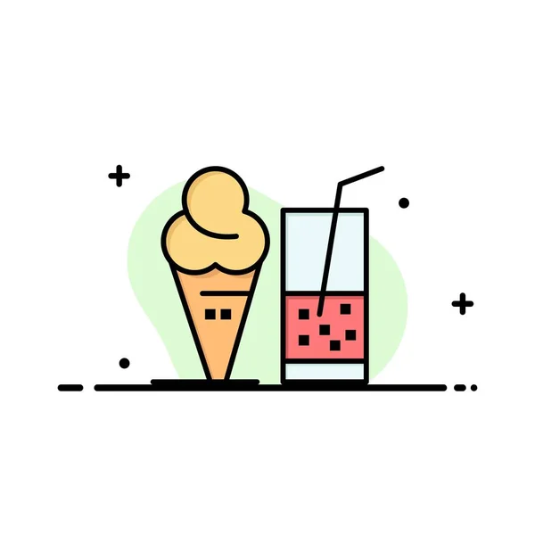 Bebida, Helado, Verano, Zumo Business Flat Line Icono lleno — Vector de stock