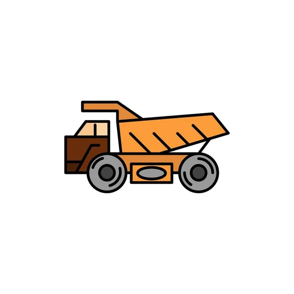 Truck, Trailer, Transport, Construction  Flat Color Icon. Vector — Stock Vector