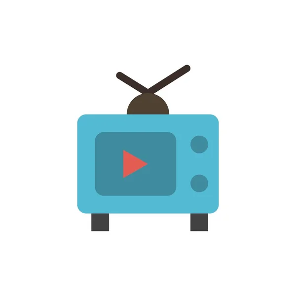 TV, Television, Play, Video Flat Color Icon. Векторный значок — стоковый вектор