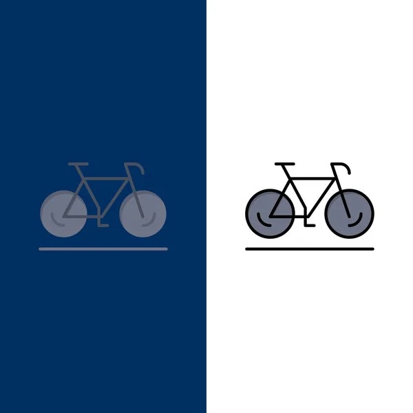 Bicicleta, Movimiento, Caminar, Iconos deportivos. Icono Lleno Plano y Línea — Vector de stock