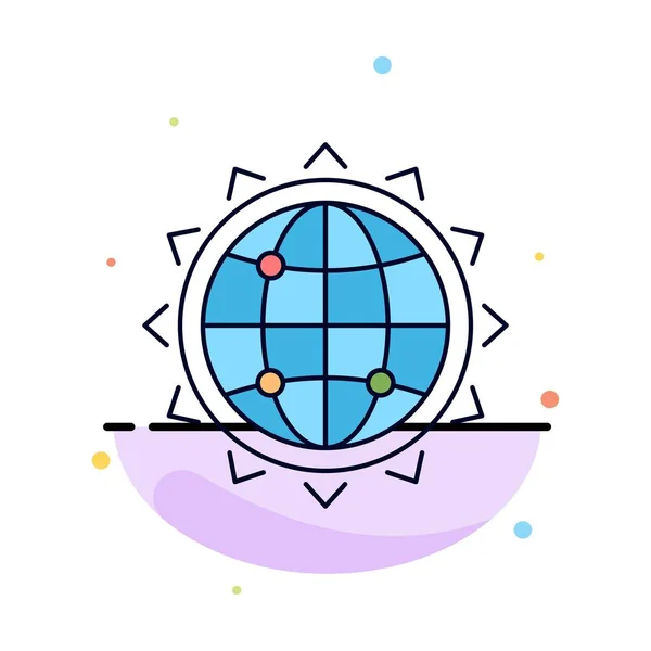 Mundo, globo terráqueo, SEO, negocio, optimización Color plano Icono Vector — Vector de stock