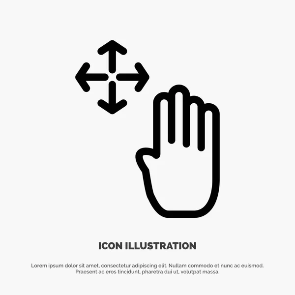 Mano, Cursor de mano, Arriba, Hold Line Vector de icono — Vector de stock