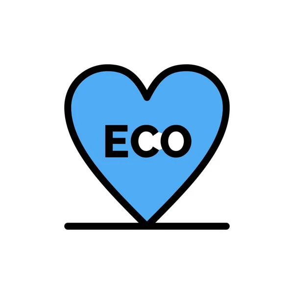 Eco, Corazón, Amor, Ambiente Icono de Color Plano. Vector icono bann — Archivo Imágenes Vectoriales