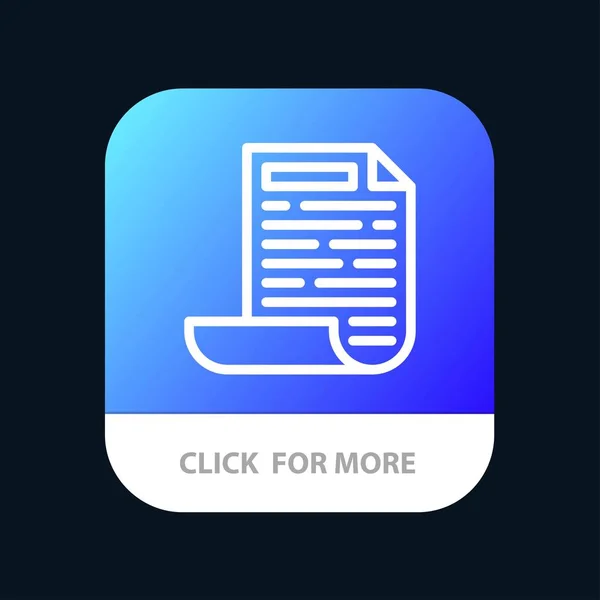 Fichier, Design, Document Bouton d'application mobile. Android et IOS Line V — Image vectorielle