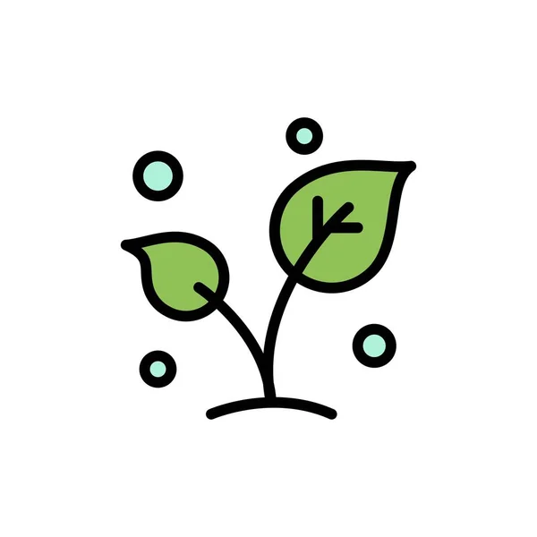 Leaf, Nature, Spring, Sprout, Tree Flat Color Icon. Значок вектора — стоковый вектор