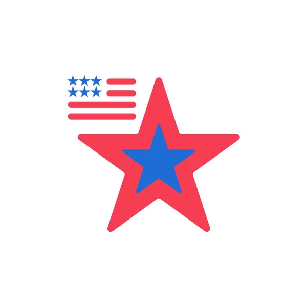Estrella, Americano, Bandera, EE.UU. Icono de Color Plano. Banner de icono de vector T — Vector de stock