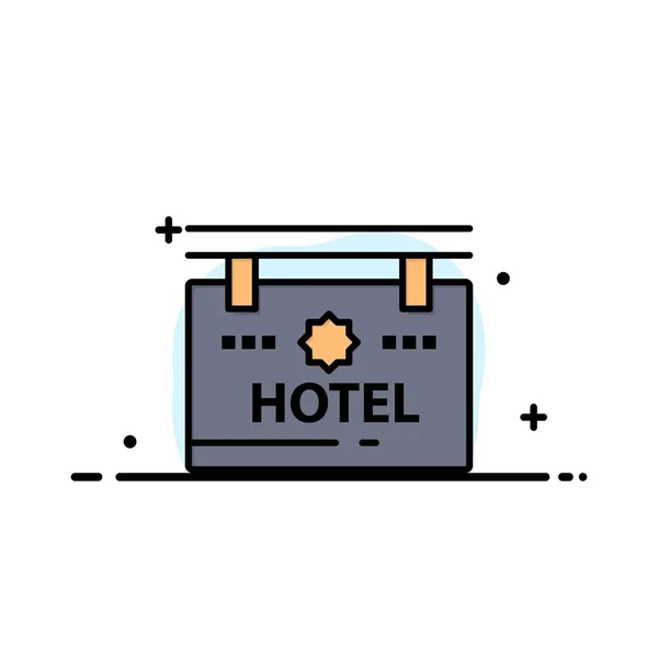 Hotel, Schild, Tafel, Standort Geschäftslogovorlage. flache Farbe — Stockvektor