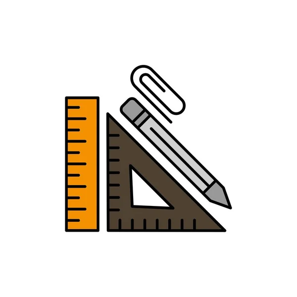 Skala, konstruktion, penna, reparation, linjal, klippa platt färg ICO — Stock vektor