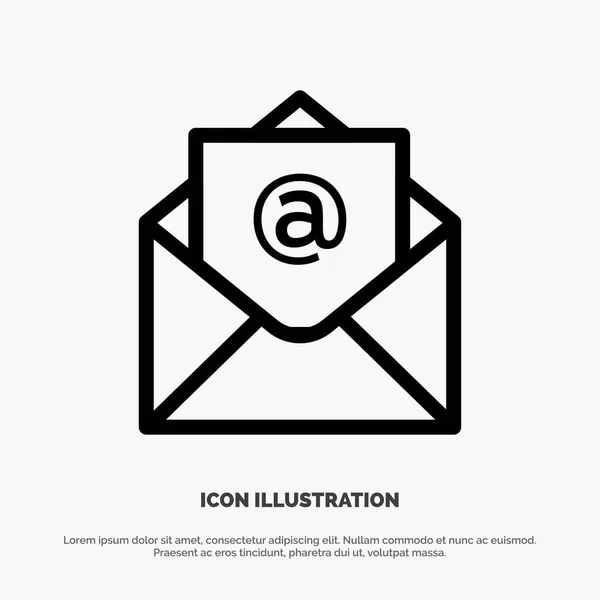 Courriel, courrier, vecteur d'icône de ligne ouverte — Image vectorielle