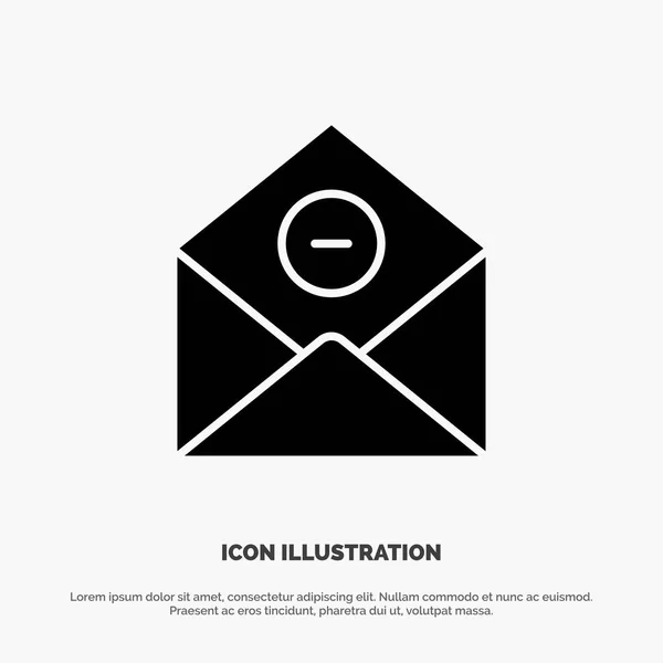 Communication, Supprimer, Supprimer-Mail, Email solide Glyph Icon vecto — Image vectorielle