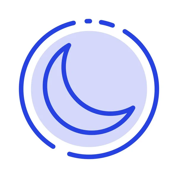 Moon, Night, Sleep, Natural Blue Dotted Line Line Icon — Stock Vector