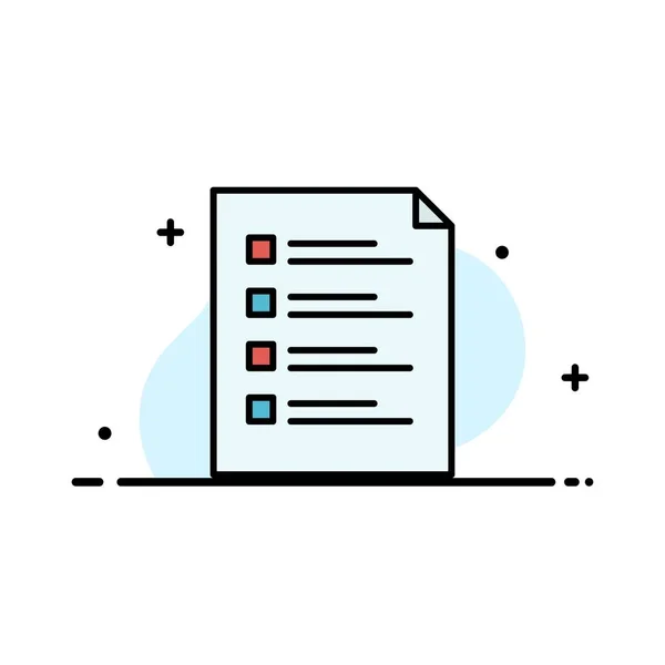 Checklist, Check, File, List, Page, Task, Business Flat — стоковый вектор