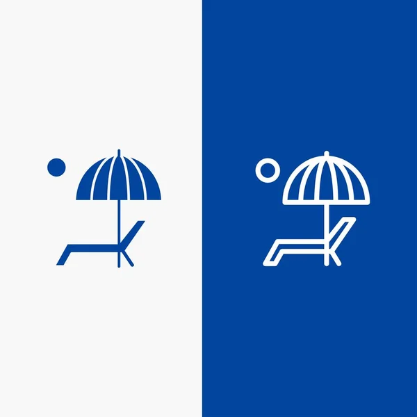 Praia, Guarda-chuva, Banco, Aproveite, Linha de Verão e ícone Glyph Solid —  Vetores de Stock
