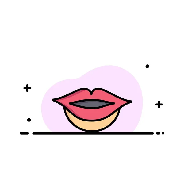 Labios, plantilla de logotipo de chica de negocios. Color plano — Archivo Imágenes Vectoriales